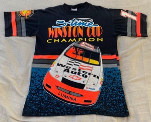 Vintage NASCAR T-Shirt Darrell Waltrip LARGE All-Over-Print RARE Chevy AOP 90s - Picture 1 of 17