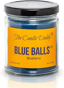 Blue Balls - Blueberry Scented Candle - Funny- 6 Ounce Jar Candle - Picture 1 of 8