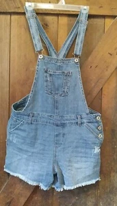Vanilla Star Girls Overall jean shorts Sz XL 36 - Picture 1 of 5