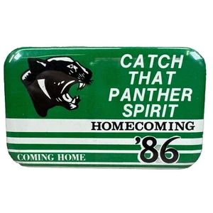 Derby High School CATCH THAT PANTHER SPIRIT Homecoming ‘86 Pin Button Pinback - Picture 1 of 11