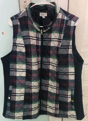 Chaleco acolchado Kim Rogers para mujer XL azul a cuadros Foto 1 de 4