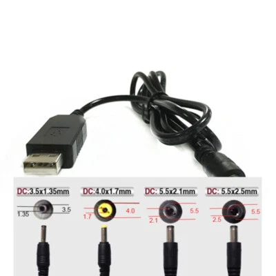 USB 5V to 9V 12V jack 3.5 4.0 5.5mm Connector Charger Power Cord Cable Adapter - Image 1 of 4