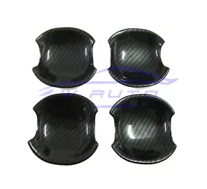 4 BLACK CARBON DOOR BOWL INSERT COVER FOR Toyota Hilux Vigo SR5 MK6 Fortuner 05 - Picture 1 of 5