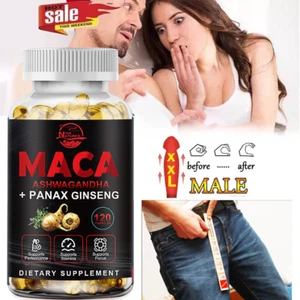 Maca Root 10000mg, Ashwagandha,Panax Ginseng Extract Male Enhancing 120 Capsules - Picture 1 of 11