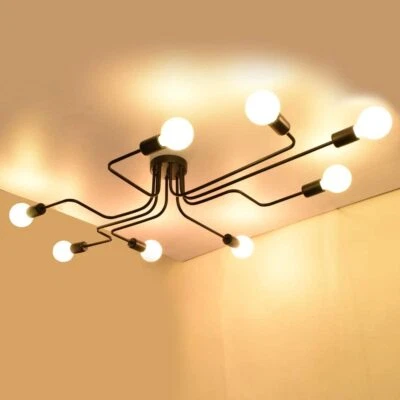 Lámpara de techo colgante moderna negra de montaje empotrado para sala de estar EE. UU. Foto 1 de 4