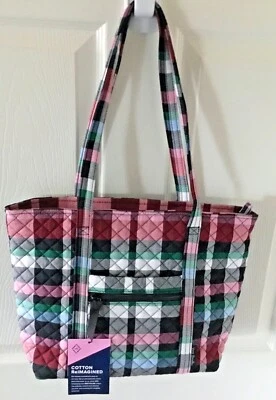 Vera Bradley ~ "Ribbons Plaid" ~ Small Vera Tote Bag ~ NWT - Image 1 of 4