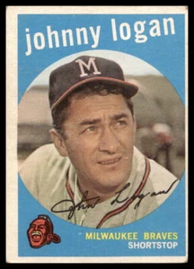 1959 Topps #225 Johnny Logan Milwaukee Braves ¡Excelente conjunto ¡descanso! - Imagen 1 de 2