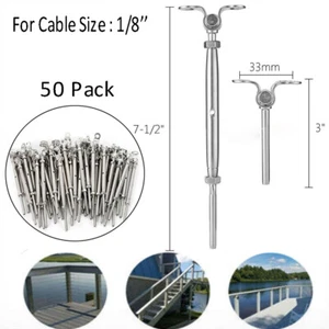 50X T316 Stainless Steel Deck Toggle Tensioner Set for Cable Railing- 1/8" Cable - Picture 1 of 17
