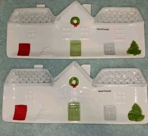 Hand Painted Stoneware Serving Platters. 13" St. Nicholas Square. Lot Of 2 New - Picture 1 of 5