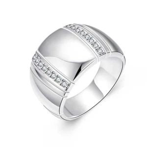 Wedding Ring Women Silver 925 Sterling Men Engagement Fashion Hand Finger 8 Size - Picture 1 of 5