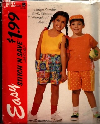 McCall's 6493 Stitch 'n Save ~ Childrens' T-Shirt, Tank, Shorts and Hat - Image 1 of 4