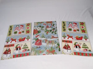 3 NEW VINTAGE CHRISTMAS GIFT BOXES 17"x 11" Santa Reindeer Tree Holly K23 - Picture 1 of 4