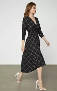 NUEVO BCBG MAX AZRIA WINDOWPANE SMOKED-WAIST MIDI DRESS FTU6281311 TALLA XS $298.00 - Imagen 1 de 10