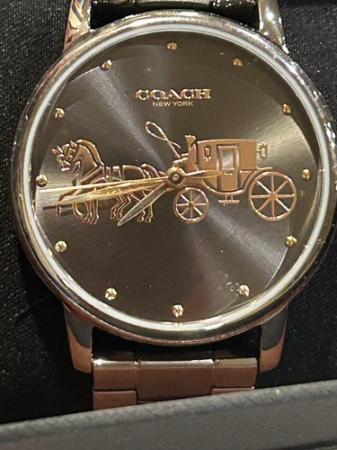 Orologio Nuovo con Etichette 14502924 autentico Coach Quadrante Grigio Grande Bracciale Maglia Acciaio Inox
