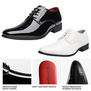 Men Dress Shoes Classic Lace-up Formal Oxfords Faux Leather Tuxedo Shoes 6.5-13 - Picture 1 of 20