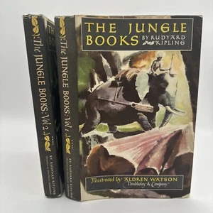 1948 2 Vol Set The Jungle Books Rudyard Kipling Doubleday Vintage Decor - Picture 1 of 18