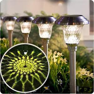4 Pack Solar Pathway Lights Outdoor Stainless Steel Lights Solar Powered Waterpr - Picture 1 of 8