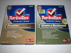 Turbotax 2007 Premier (ugly box) and 2008 Home & Business. New sealed packages. - Picture 1 of 2