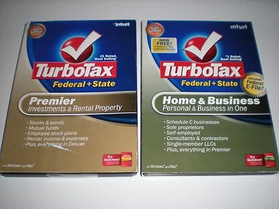 Turbotax 2007 Premier (ugly box) and 2008 Home & Business. New sealed packages. - Image 1 of 2
