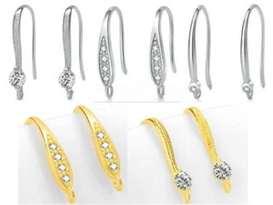 2 Pieces Genuine 925 Sterling Silver Earring Connectors Jewelry Findings StyleB - Picture 1 of 30
