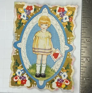 Victoriano San Valentín Troquelado Tarjeta de Felicitación Chica Rubia Bob Globo Vestido Whitney  - Imagen 1 de 3