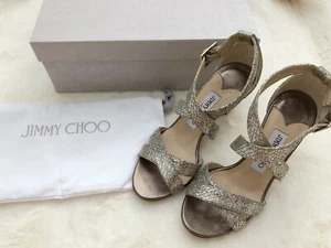 Jimmy Choo Louise Glitter Champagne Sandals Heels Size 36 Women’s 6 US - Picture 1 of 12