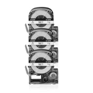 3PK Black on White Tape Compatible with Epson LW-600 LK-5WBN KingJim SS18KW 3/4" - Picture 1 of 11