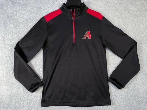 Arizona Diamondbacks Sweater Mens Small Black Red 1/4 Zip Long Sleeve MLB Poly Cover