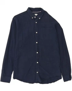 JACK & JONES Mens Slim Shirt Large Navy Blue Cotton R006 - Picture 1 of 3