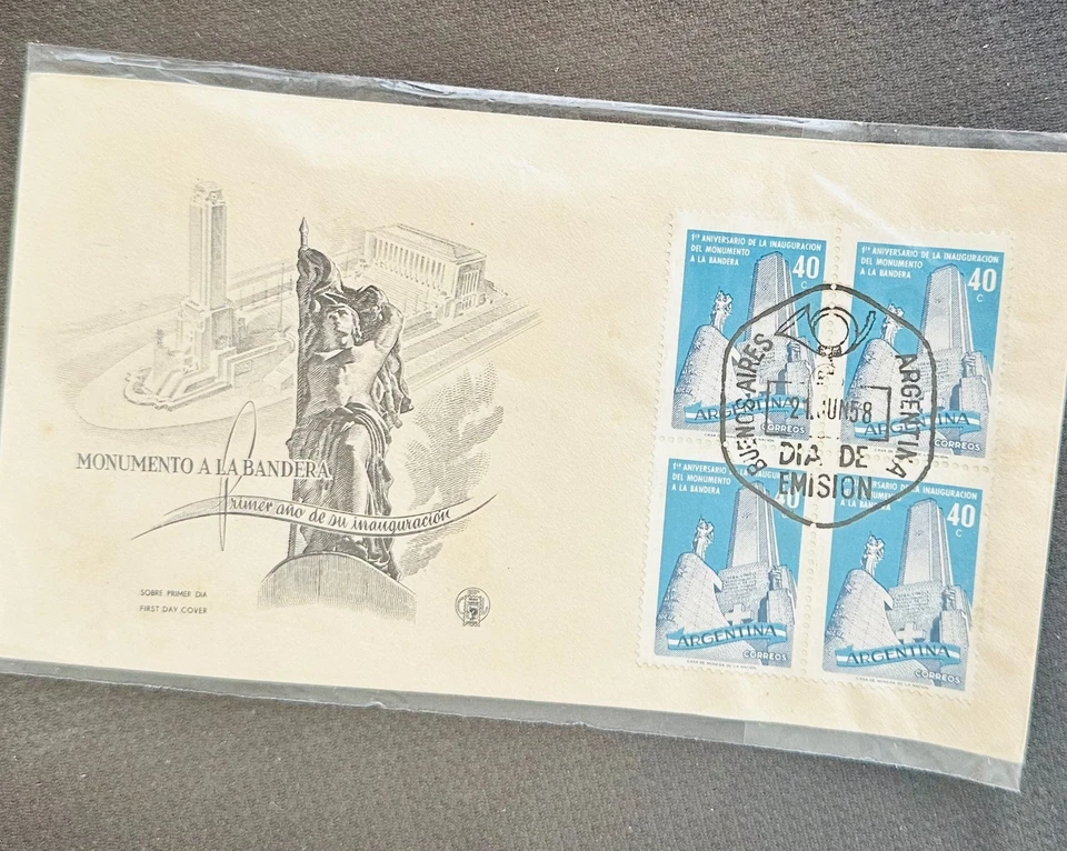 CM) 1958. ARGENTINA. ESCULTURA ARQUITECTÓNICA. FDC. MONUMENTO A LA BANDERA. XF Foto 1 de 1