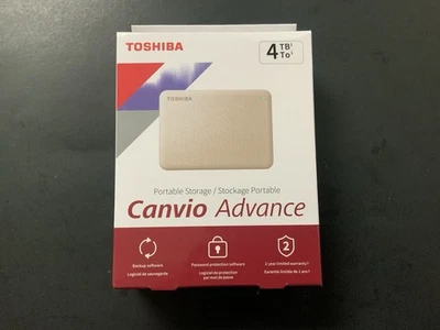 Toshiba Portable Canvio Advance 4TB External Hard Drive HDD White DTCA40 - Image 1 of 4