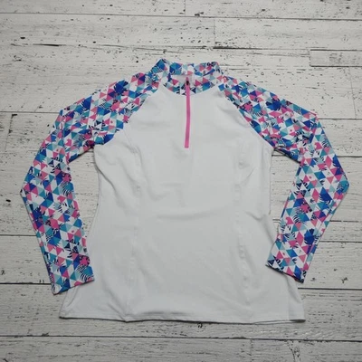 Pullover de golf Kyodan para mujer estampado geométrico mediano manga larga top deportivo Foto 1 de 4