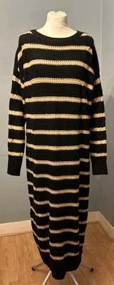 Próximo Vestido Jersey Largo Negro/Beige Rayas Talla M Mangas Largas Foto 1 de 4