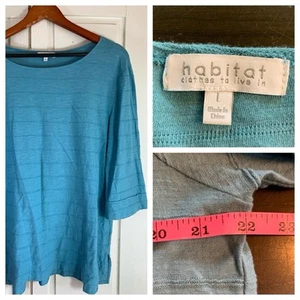 Camicia Habitat Boho Artsy donna grande blu top Lagenlook Lagom chiesa ufficio - Foto 1 di 12