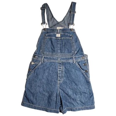 Vintage Calvin Klein Bib Overalls Shorts Jeans Denim Womens Size L 90s  - Image 1 of 4