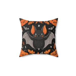 Almohada y funda de calabaza murciélago de Halloween espeluznante decoración del hogar cojín de acento - Imagen 1 de 13