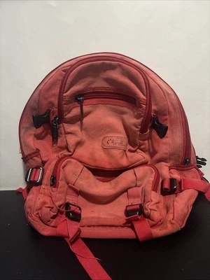 Estilo GoldBe! Mochila Vintage Rojo Mochila Bolso Algunas Cremalleras Rotas Foto 1 de 4