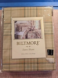 Biltmore Estate Euro Sham 26" Plaid 2" Flange - Picture 1 of 4