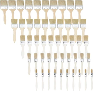 BEELUCK 50Pcs Wooden Paint Brushes, Chip Paint Brushes Set in 5 Sizes, Stain ... - Picture 1 of 12
