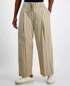 Pantalones de mezclilla Nautica a rayas plisados delanteros pierna ancha marrón claro talla S precio de venta sugerido por el fabricante $90 - Imagen 1 de 2
