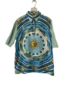 Polo Hermès Zodiac Astrological Sun seta maniche verdi taglia L #78 - Foto 1 di 8