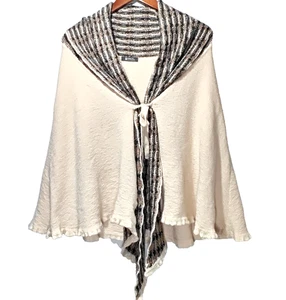 SOL Baby Alpaca Peru Cape Poncho Ivory Tie + Clasp Convertible Hood Luxe Nursing - Picture 1 of 19