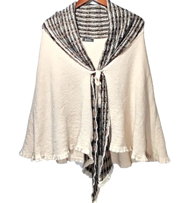 SOL Baby Alpaca Peru Cape Poncho Ivory Tie + Clasp Convertible Hood Luxe Nursing - Image 1 of 4