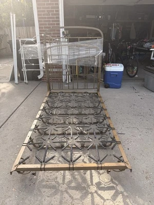 PreWWII European Brass Art Deco Twin Bed Frame - Image 1 of 3