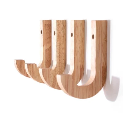1PC Natural Wood Coats Hook Hanging Rack Hat Towel Organizer Storage Heavy Duty - Image 1 of 4