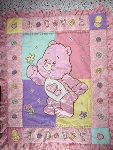 2009 Care Bears Tenderheart Bear culla raso bambino coperta lancio COSÌ COM'È, LEGGERE HTF - Foto 1 di 5