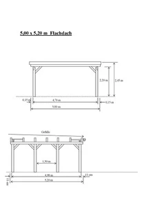 Carport  5,00 x 5,20 m Flachdach KVH Fichte Doppelcarport ab Werk ! - Bild 1 von 12