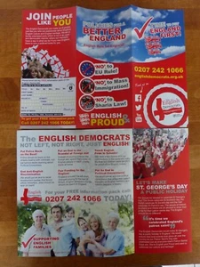 English Democrats Party - 2000's - 2 no. (Same) Leaflets - ED/NF/BNP - Bild 1 von 1