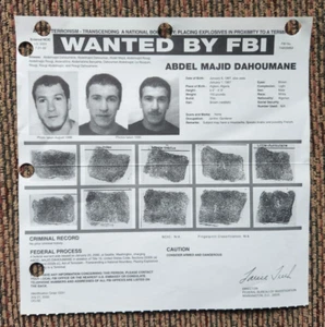 Abdel Majid Dahoumane FBI Wanted Poster Terrorist LAX Bomber 2000 - Bild 1 von 4