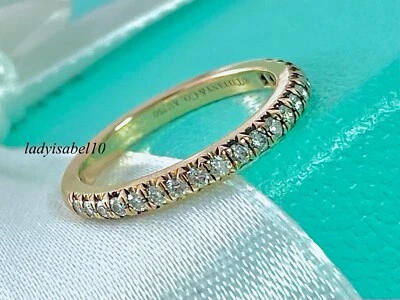 Tiffany & Co. 4.25  Soleste Half Eternity 18k Gold .17 Ct Diamond Ring RP2,400 - Image 1 of 4